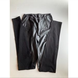 Aritzia WILFRED FREE Daria Tall Black Vegan Leather Ponte Knit Leggings, Size S